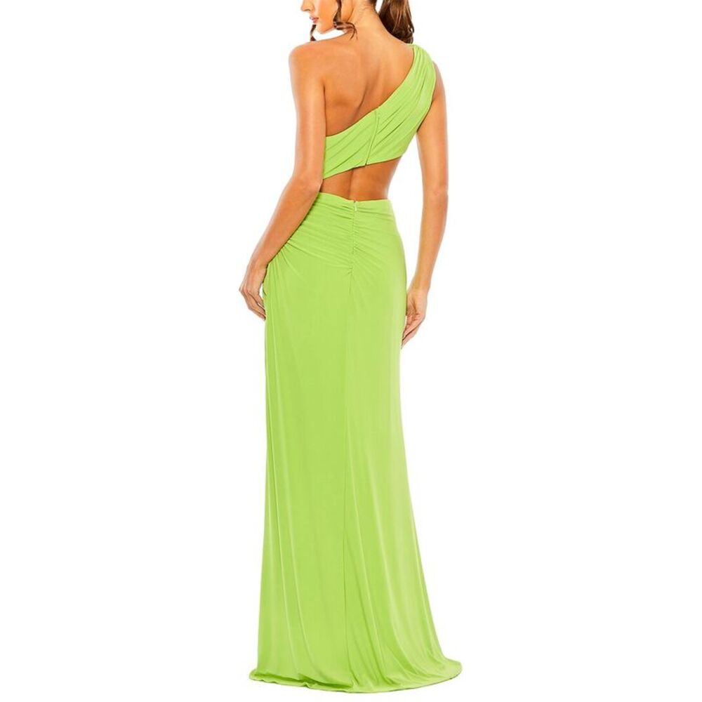 Mac Duggal Womens  Cut Out One Shoulder Ruched Back Gown, Green - Picture 2 of 4